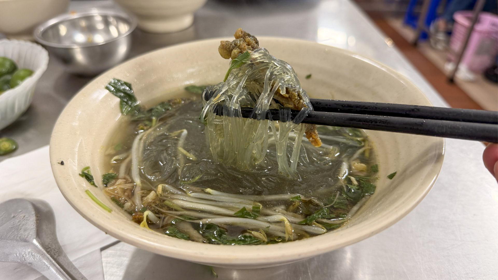 Traditional Vietnamese miến lươn with glass noodles and crispy dried eel in Hanoi. Traditional Vietnamese miến lươn with glass noodles and crispy dried eel in Hanoi.