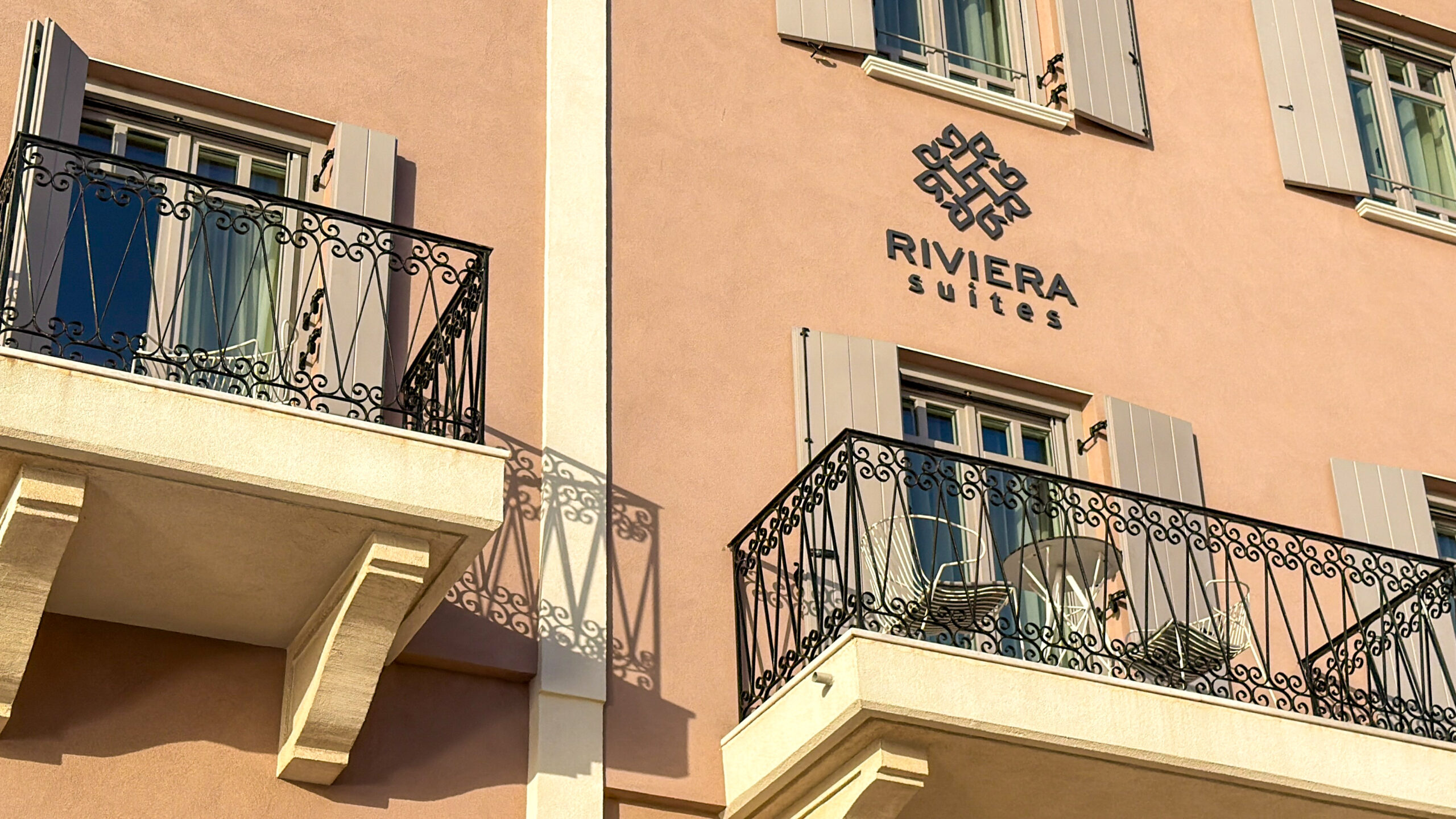 Riviera Suites Chania exterior facade with balconies